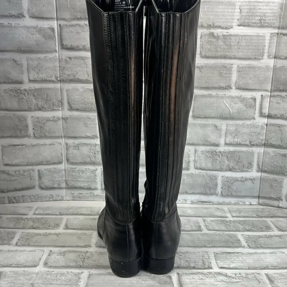 Me Too Boots Astor 16 Women's 6 Knee High Tall Riding Black Leather Zipper Boots